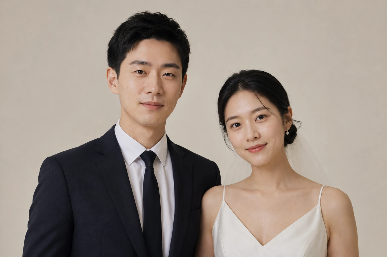 Identity reference portrait of Yuan and Zhixia in their wedding clothes.