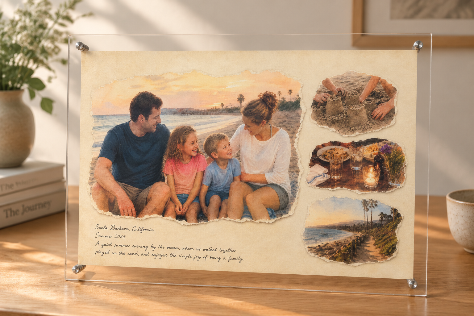 Santa Barbara family travel memory acrylic keepsake