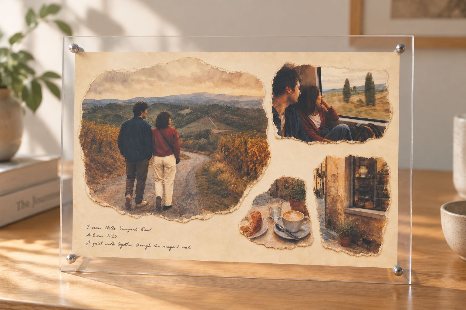 Tuscany couple journey travel memory acrylic keepsake